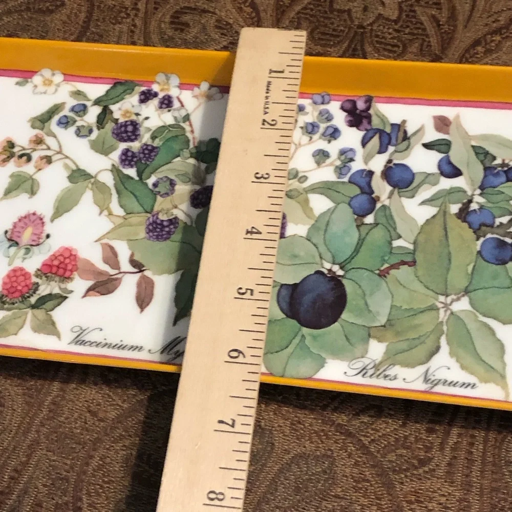 Vintage Botanical Fruit melamine Serving Tray - Yellow Border